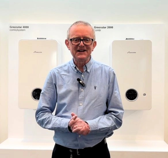 Martyn Bridges in front of Greenstar boilers